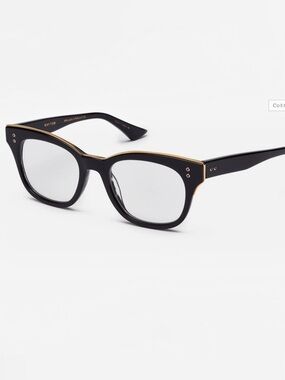 $735 DITA RHYTHM SOFT SQUARE CAT EYE INFLUENCED BLACK & GOLD EYEGLASSES FRAMES